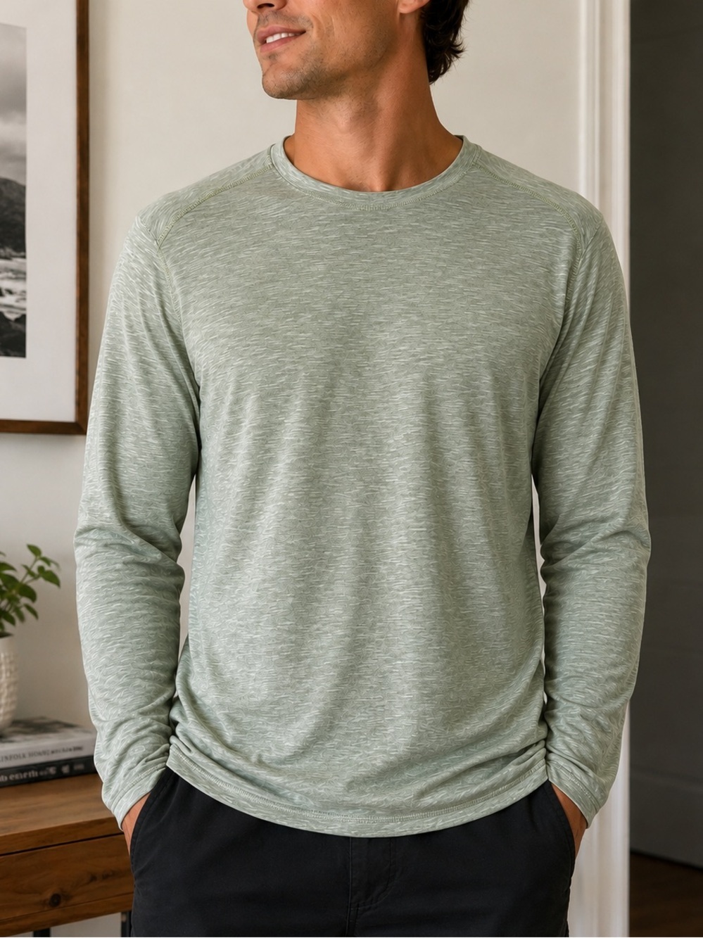 Tommy Bahama Reversible Long Sleeve Performance Shirt Gray Green Men’s Large